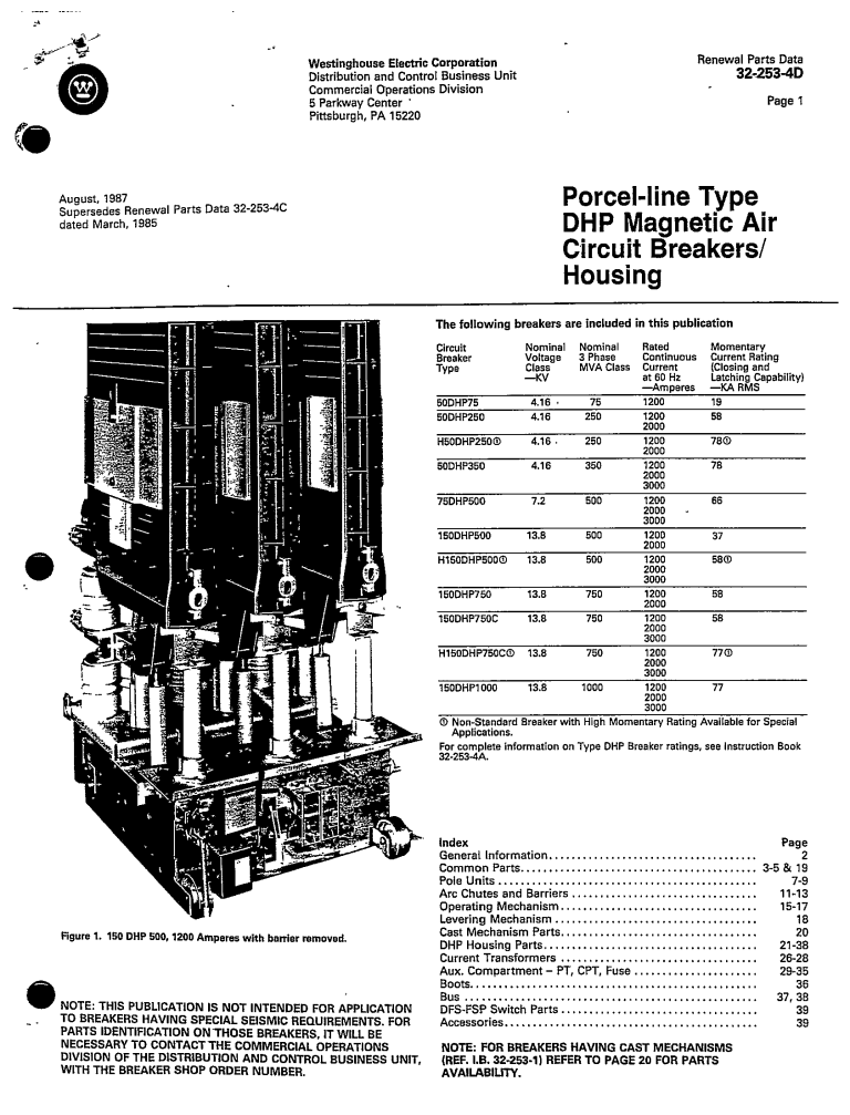322534D PORECELLINE TYPE DHP AIR CIRCUIT BREAKERSHOUSING