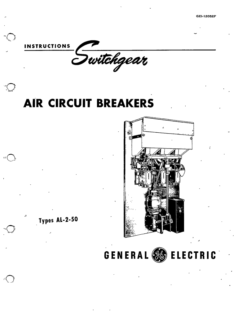GEI12052F AIR CIRCUIT BREAKERS TYPES AL250 MANUAL General Electric
