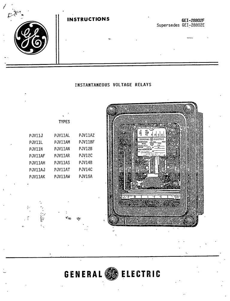 SINGLE PHASE VOLTAGE RELAYS ITE2759, ITE59 MANUAL BBC ECP