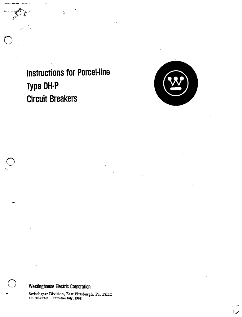 IB322532 PORCELLINE TYPE DHP CIRCUIT BREAKERS MANUALWestinghouse