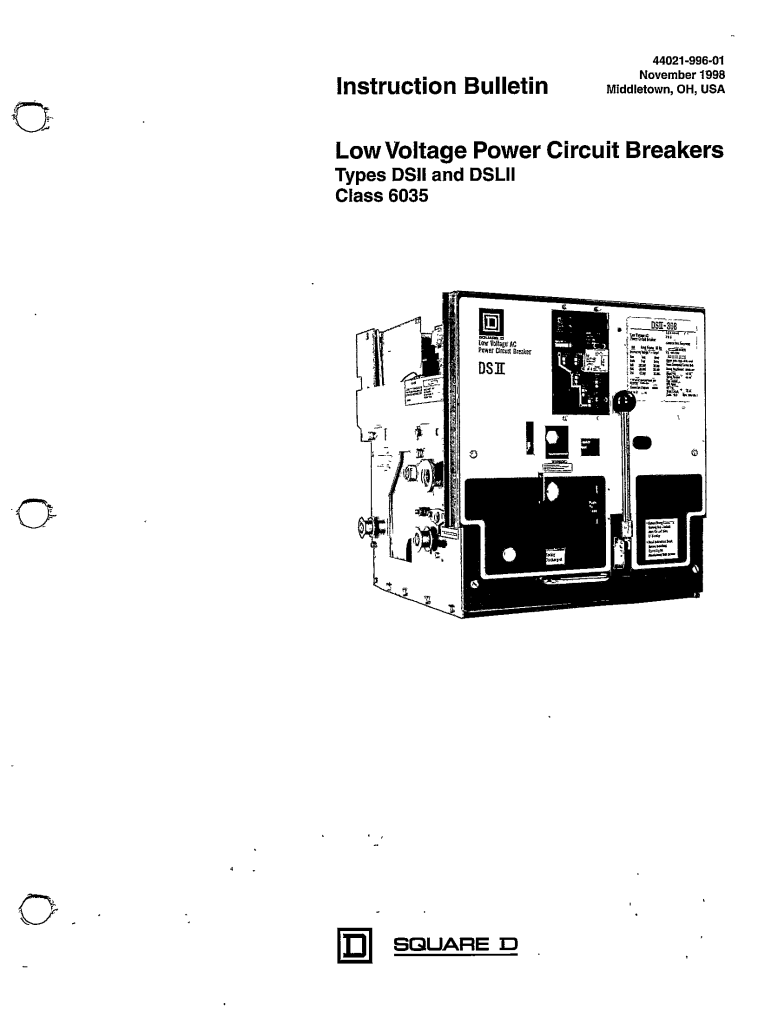 4402199601 LOW VOLTAGE POWER CIRCUIT BREAKERS TYPES DSII AND DSLII