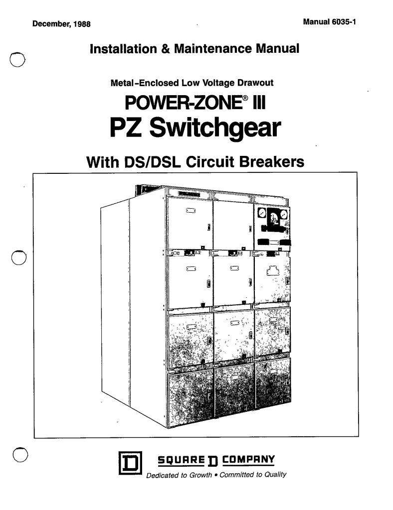 60351 METALENCLOSED LOW VOLTAGE DRAWOUT POWERZONE III PZ SWITCHGEAR