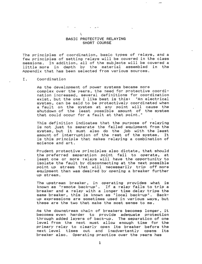 BASIC PROTECTIVE RELAYING SHORT COURSE MANUAL IEEE ECP Solutions