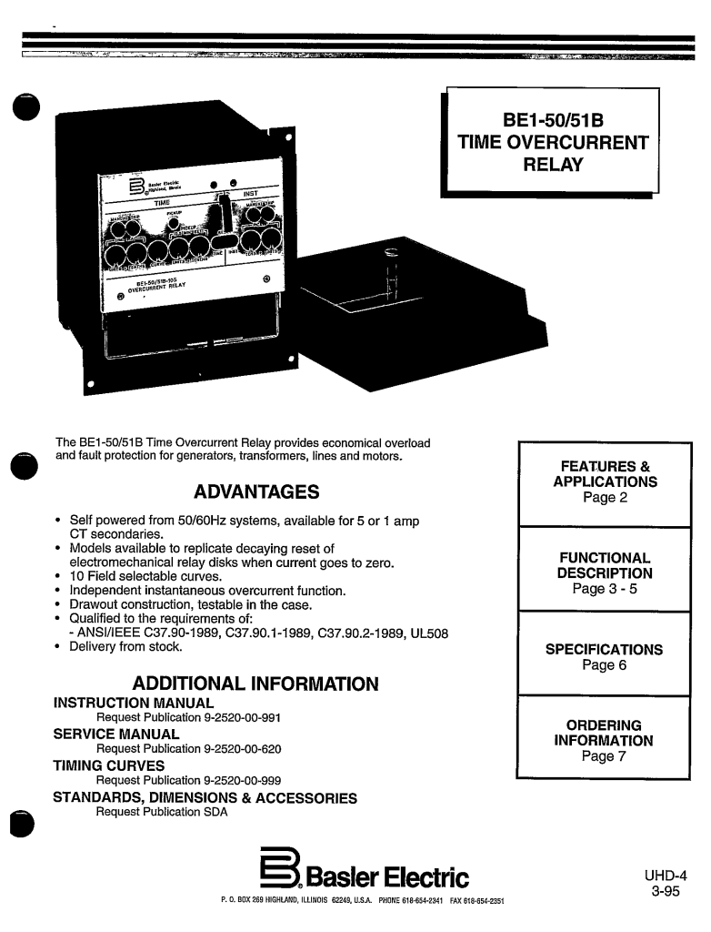 BE150 51B TIME OVERCURRENT RELAY MANUAL BASLER ECP Solutions Our