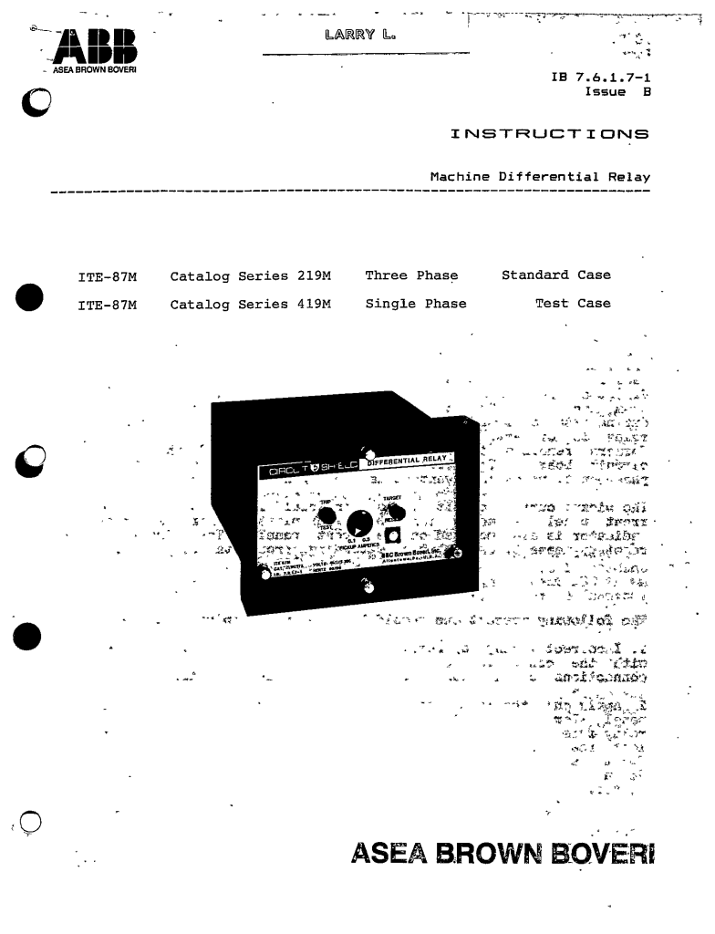 MACHINE DIFFERENTIAL RELAY ITE87M STANDARD (THREE PHASE) AND TEST CASE